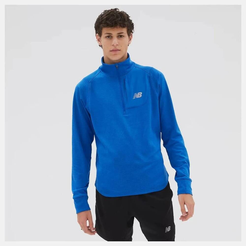 NEW NEW BALANCE running shirt heat grid half zip top in cobalt blue